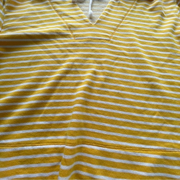 Loft Outlet Yellow/White Stripe Cropped Terrycloth Hooded Sweater Women's Med - Picture 3 of 8